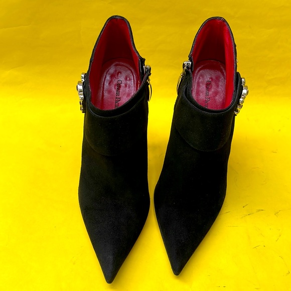Black/dark red Cesare Paciotti leather booties main image 12